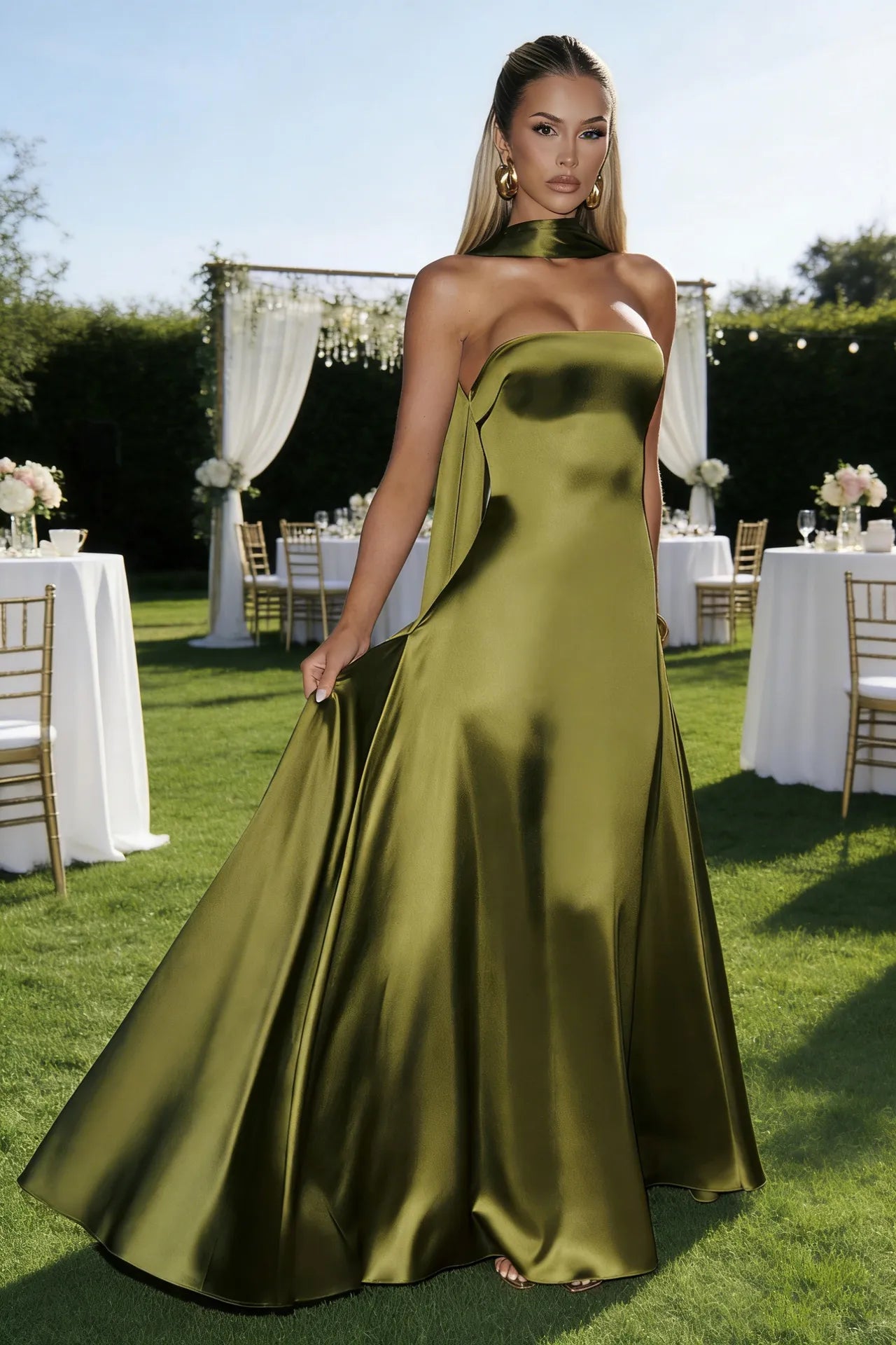 Womens Chest Wrapping Backless Tube-Top Waist-Cinching Evening Gown Long Dress Women'S Solid Sexy Elegant Clothes Party Club Prom Summer Outfit